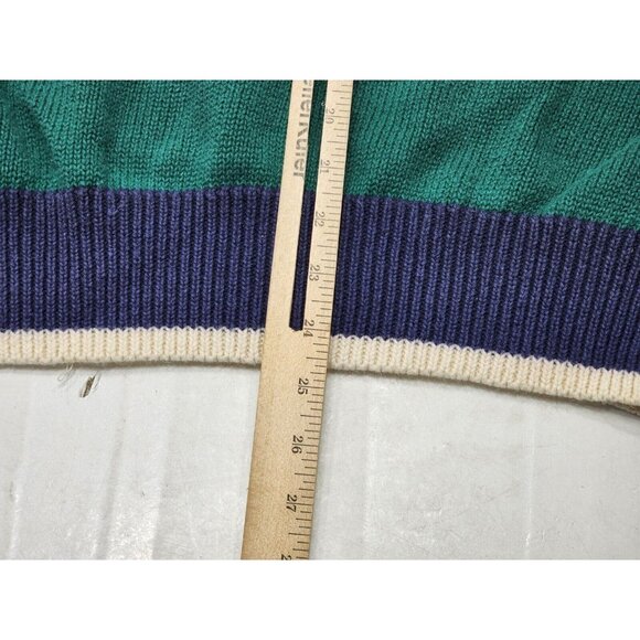 Vtg Par Four Mens Embroiderd Golf Golfer Cableknit Sweater Blue Green Size Lg - Picture 6 of 7